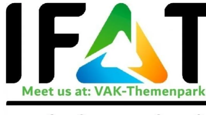 IFAT-Logo mit dem Hinweis „Meet us at: VAK-Themenpark“